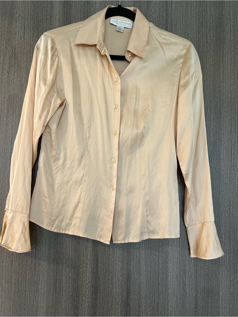 Pierre Cardin Pale Peach Button-Down Shirt 95%silk